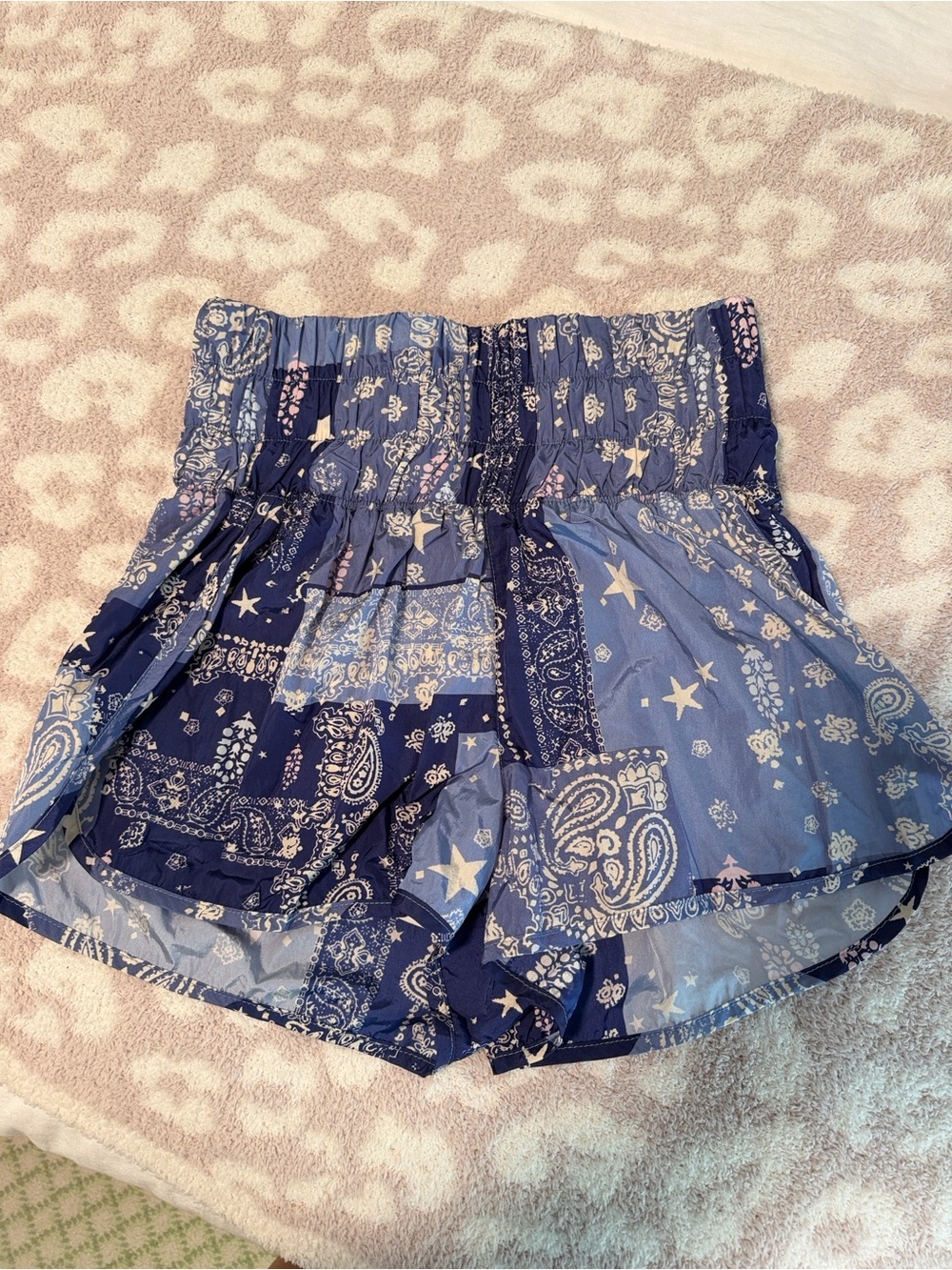 FP Movement by Free People Blue Bandana High-Waist Shorts
